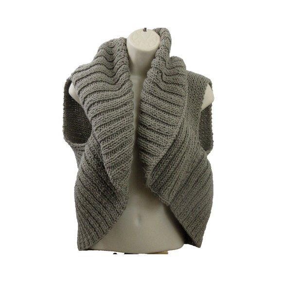 Unbranded Sweaters - Sweater Shrug Vest One Size Mocha Brown Cable Knit Cowl Neck Cropped Open Front